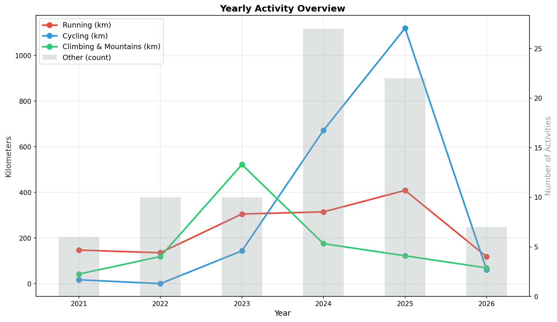 Activity hours by year